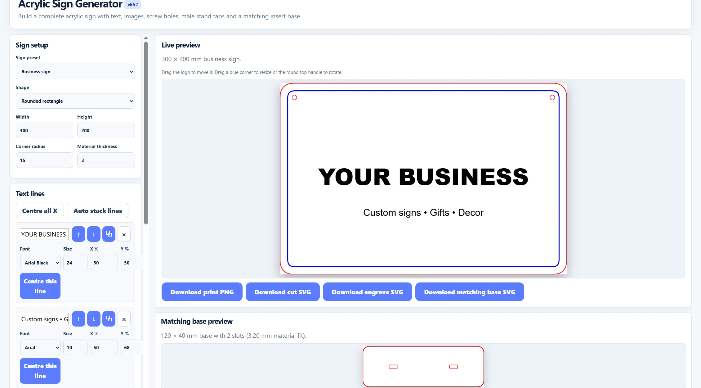Acrylic Sign Generator screenshot preview
