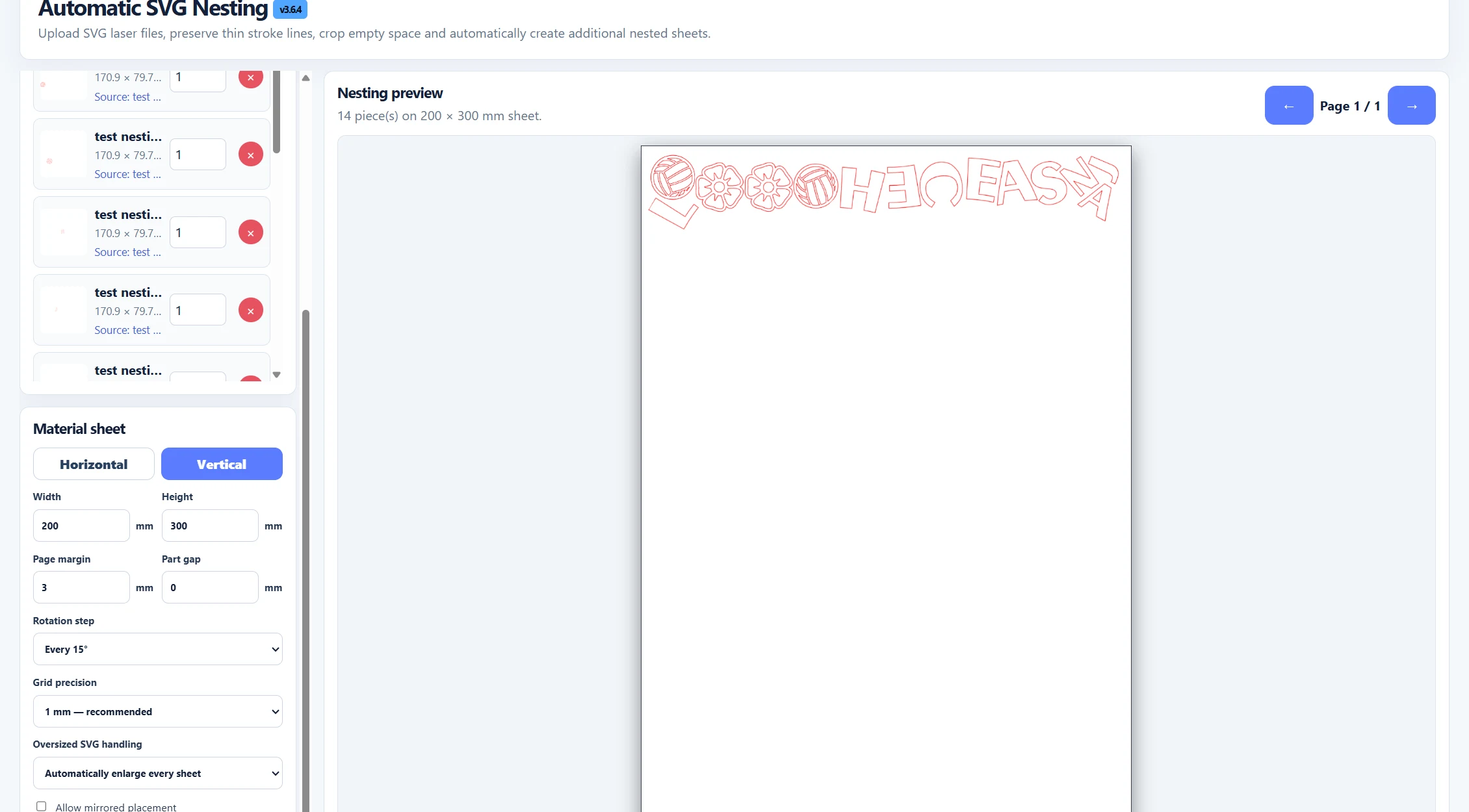 Automatic SVG Nesting screenshot preview