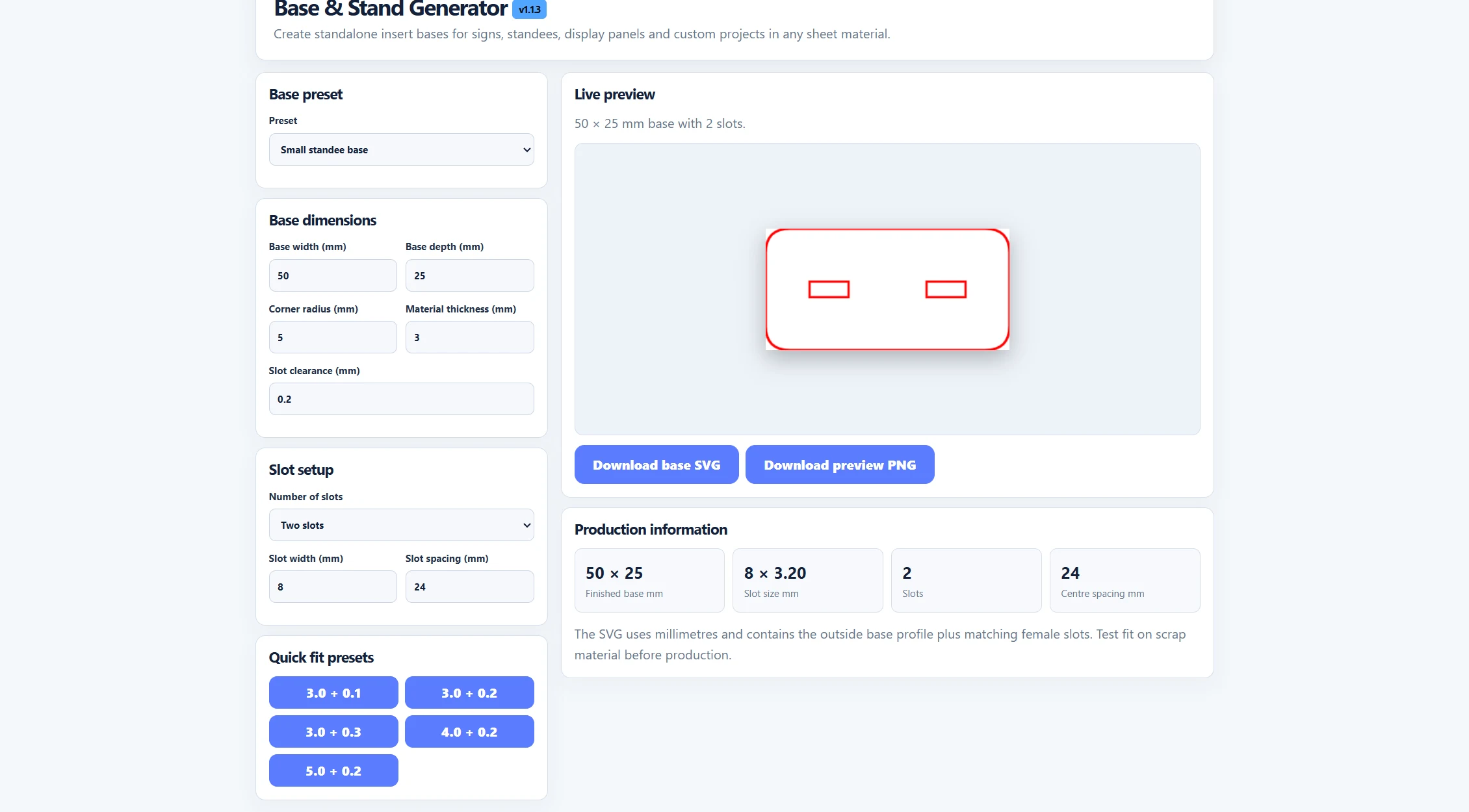 Base & Stand Generator screenshot preview